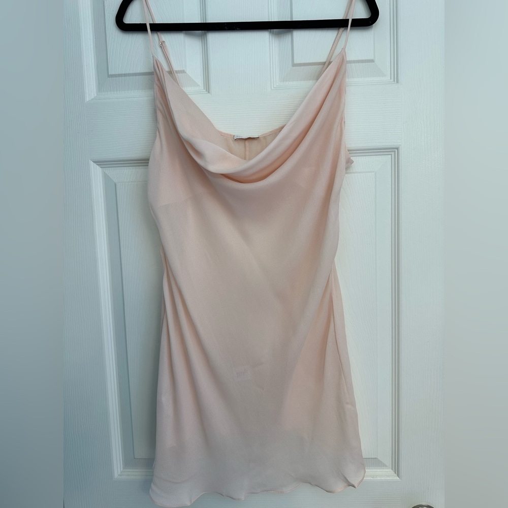 Rosamosario 100% Silk Georgette Blush Pink Cowl Neck Camisole Feminine Delicate